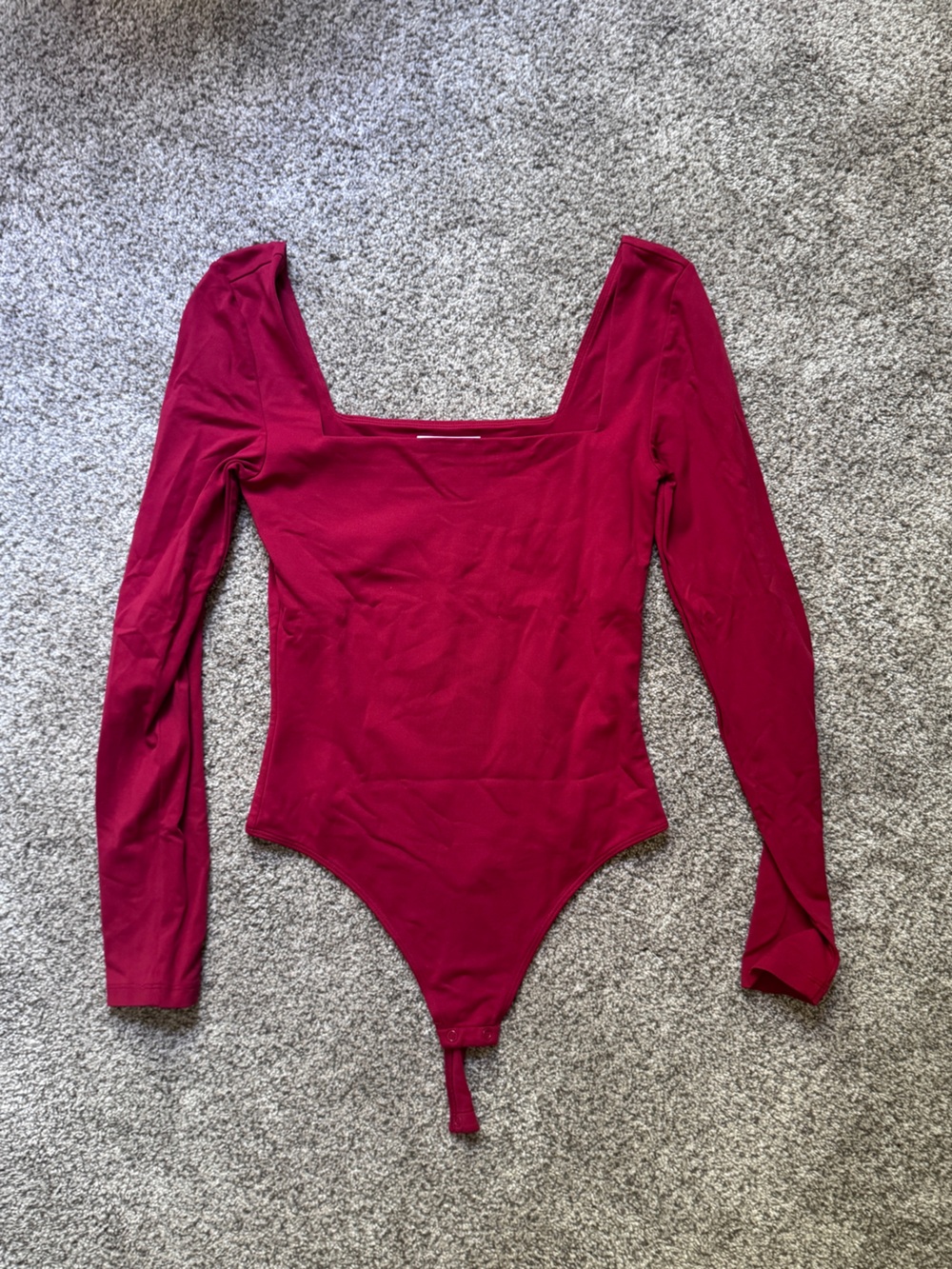 Aritzia Babaton Long-Sleeve Square Neck Bodysuit in Red
